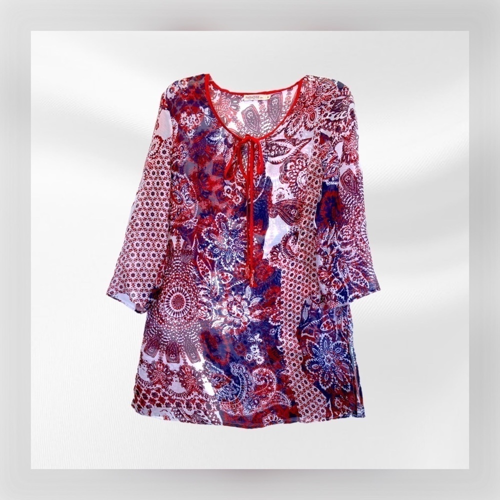 👙 PARADISE || Sheer Paisley Print Swimsuit Cover-Up-